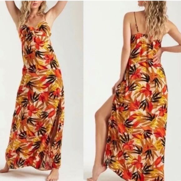 Billabong Sweet Kisses Tropical Maxi Dress Large - Picture 16 of 16